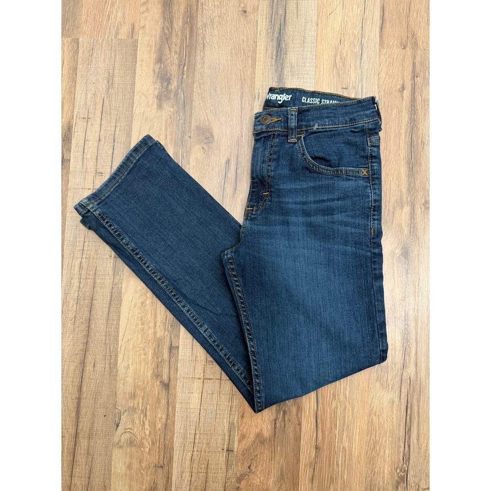Wrangler Girls 12 Regular Classic Straight Jeans Dark Wash Stretch Denim